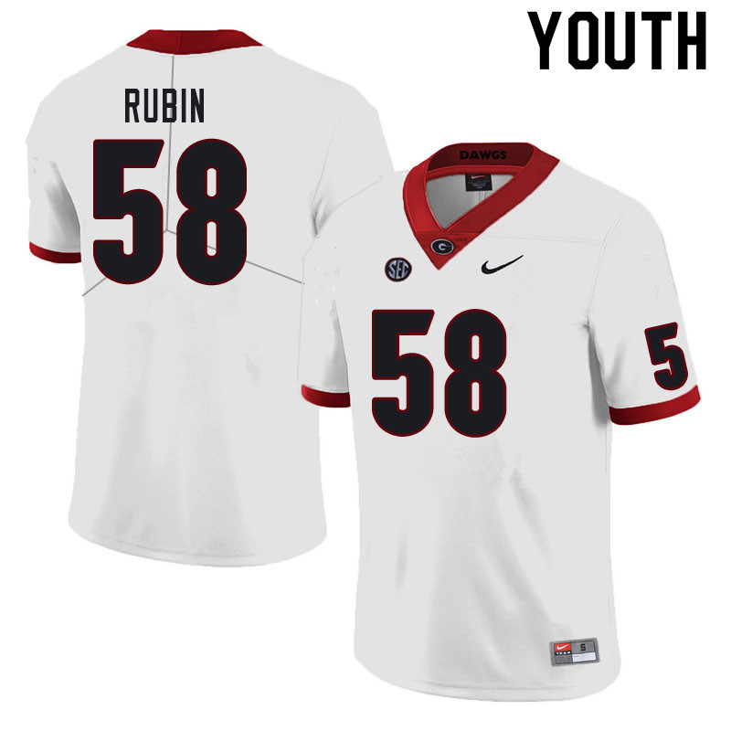 Youth #58 Hayden Rubin Georgia Bulldogs College Football Jerseys Sale-White